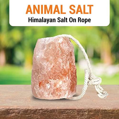 Himalayan Lick Animal Salt Block on Rope (Pack of 2) (Approx. 9 lbs) 100% Natural and Organic for Horses/Deer/Livestock- Free of Harmeful Chemicals