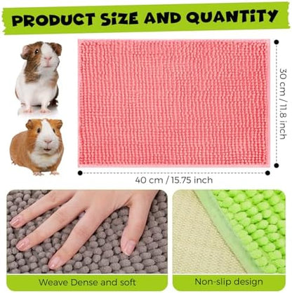 Barydat 8 Pcs Guinea Pig Cage Liner 16x12'' Washable Rabbit Fleece Mat