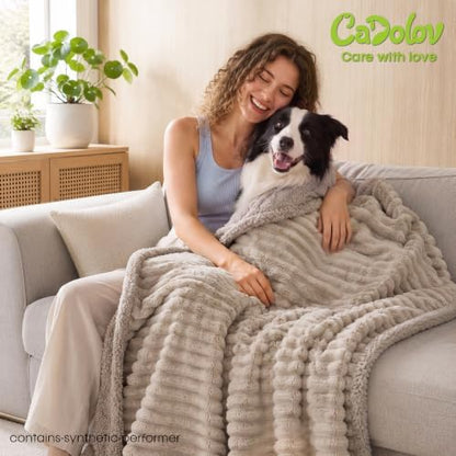 Waterproof Dog Blanket, Washable Reversible Pet Blankets, 39x57in, Camel