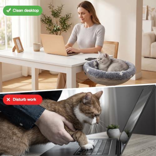 Cat Desk Bed, Adjustable Cat Desk Hammock, Cat Bed for Desk