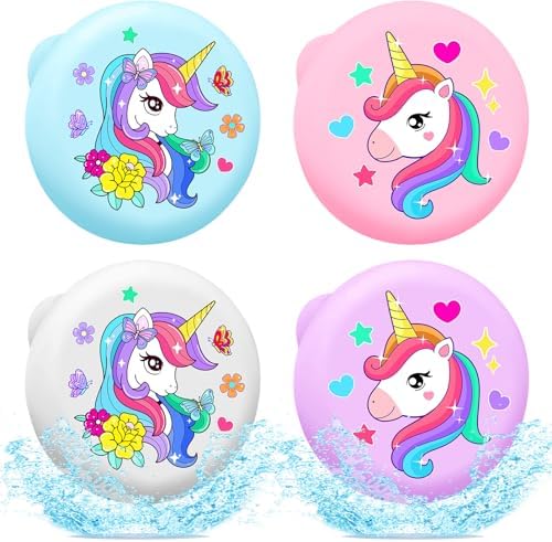 Waterproof for Airtag Holder for Kids - 4 Pack, Unicorn Air Tags Case with Invisible Pin for Clothes, Luggage, Shoes, Backpack | for Toddler, Elderly | Fully Hidden AirTag Tracker Case