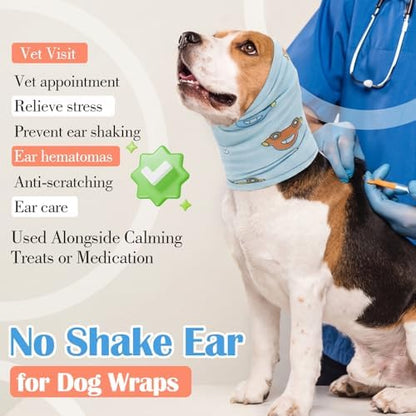 Nanaki Soft Quiet Ears for Dogs Hearing Protection Noise Cancelling-Dog Snood Ear Protector for Eating&Drinking,Dog Headband for Grooming,Ear Flap Wrap for Hematoma,Anxiety Relief, Separation,Blue,L