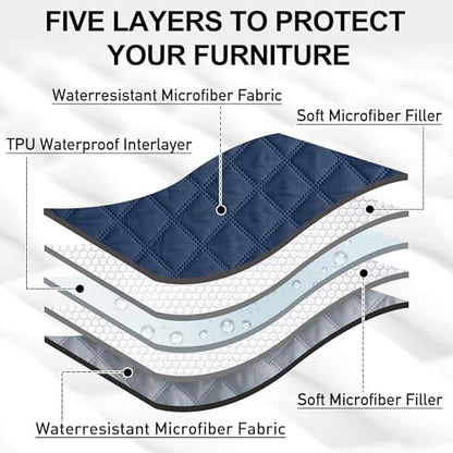 NICETOWN Couch Cover, Sofa Covers for Large Dogs, Pets Dog Furniture Cover Protector, Reversible and Water Resistant, 82" Wide x 82" Long, 1 Panel, Navy/Stone Blue