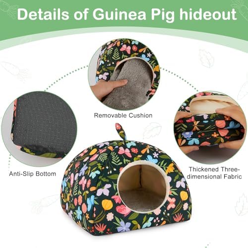 Bienbee Guinea Pig Hideout, 2 Piece Washable Set for Small Animals Large