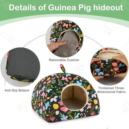 Bienbee Guinea Pig Hideout, 2 Piece Washable Set for Small Animals Large