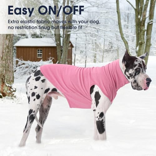 IECOii XXL Dog Sweater - Stretch Fleece Vest with Turtleneck,Pink,XX-Large