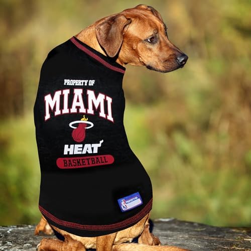 Pets First NBA Licensed Hoodies & T-shirt for Dogs & Cats, Miami Heat, Medium