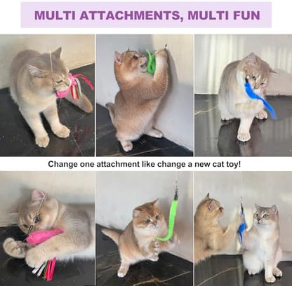Cat Toys 11Pcs Interactive Cat Wand Worm Refills for Indoor Cats