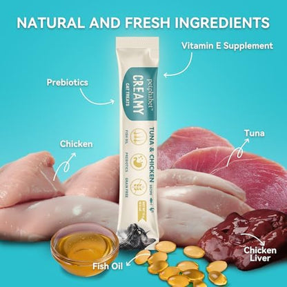 PETPHABET Lickable Cat Treats Squeeze, Tuna & Chicken Recipe 20 Tubes