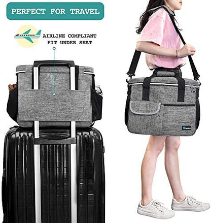 PetAmi Dog Travel Bag Organizer, Pet Supplies Tote Diaper Bag, Gray Medium