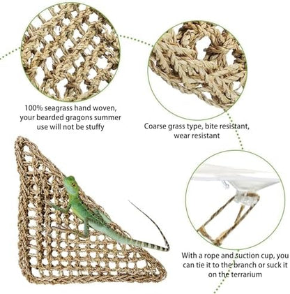 PINVNBY 14 PCS Reptile Plants Sets, Bearded Dragon Hammock, Terrarium Hanging Plant Vines Artificial Leaves, Reptile Habitat Climbing Decorations for Chameleons, Lizards, Geckos, Snakes