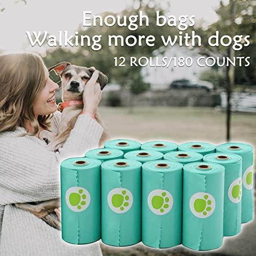 180 Dog Poop Bags Lavender Scented –Leak Proof, Easy Tear, 9"x13" Standard Size – Durable for Large/Small Dogs, Fits Most Dispensers (12 Rolls, Crystal Blue)