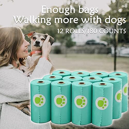 180 Dog Poop Bags Lavender Scented –Leak Proof, Easy Tear, 9"x13" Standard Size – Durable for Large/Small Dogs, Fits Most Dispensers (12 Rolls, Crystal Blue)