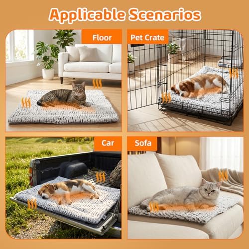 Self Warming Cat Bed, 31.5" x 23.6" Reversible Two-Sided Use Self Heating Cat Pad, Reflects Body Heat, Washable, Thermal Non Electric Heating Mat, for Cats, Small Dogs