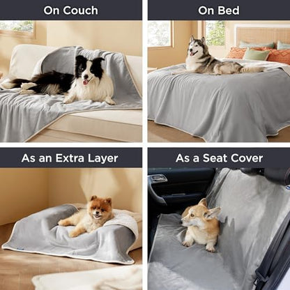 Bedsure Waterproof Dog Blankets for Large Dogs Sherpa Fleece Throw, 40X50
