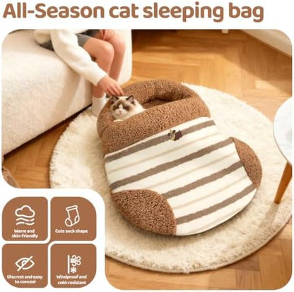 Cat Sleeping Bag Cat Beds for Indoor Cats Self-Warming Dog Sleeping Bag