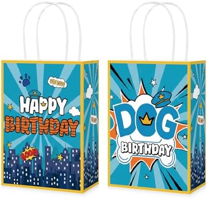 16Pcs Dog Hero Birthday Party Favor Bags Cartoon Puppy Paw Print Goodie Bag