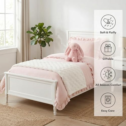 Americanflat 30x40 Jacquard Kids Throw Blanket - Soft and Breathable Mini Fleece Throw Blanket for Couch, Bed, Chair - Fleece Blankets Perfect for Home, Bedroom, Outdoor - Checkered Design in Cream