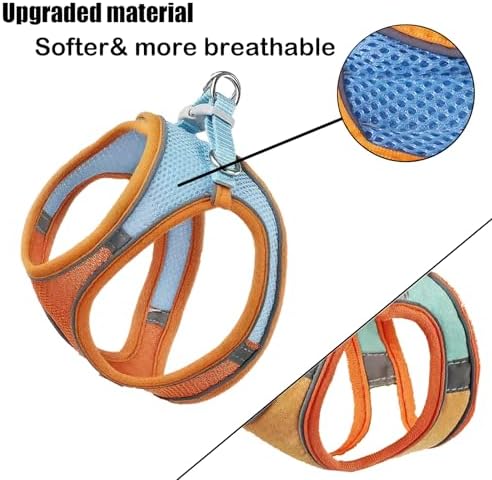 Rabbit Harness and Leash Set Escape Proof, Adjustable Soft Padded Vest, Breathable Mesh Bunny Harness with Reflective Strap, Safe for Small Animals(Orange,M)