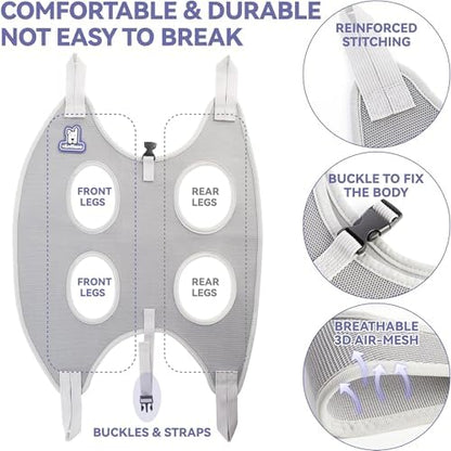 Loflaze Dog Grooming Hammock Harness for Dogs & Cats with Pet Nail Clipper Trimmer - Cat Hanger Sling for Trimming Clipping Nails- Dog Hammock Restraint Bag for Small Medium Large pet （ Grey XL ）