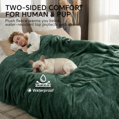 Luciphia Waterproof Blanket for Large Dog, Reversible Sherpa Couch Cover