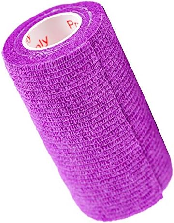 2 Pack Premium Vet Wrap - Self Adhesive Bandage Wrap & Athletic Tape - 4" x 5 Yards Elastic & Self-Sticking Cohesive Bandage for Pets, Sports, Wrists & Ankles - Purple by Prairie Horse Supply