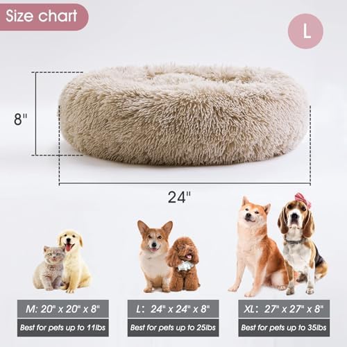 Western Home Calming Donut Small Dog Cat Bed Washable Puppy Bed,24" Brown