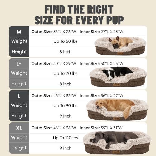Miorun Fluffy Orthopedic Dog Beds Large Sized Dog, 48" Bolster Sofa Bed