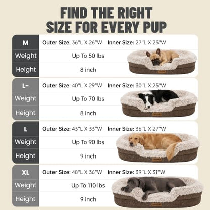 Miorun Fluffy Orthopedic Dog Beds Large Sized Dog, 48" Bolster Sofa Bed