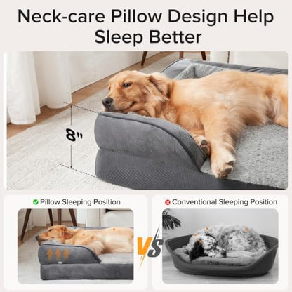 INVENHO XXL Plus Orthopedic Dog Beds Large Sized, XL Washable Dog Sofa with Egg-Crate Foam, Waterproof Lining and Non-Skid Bottom
