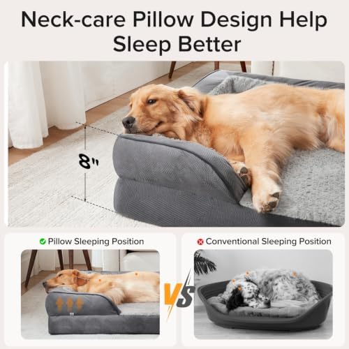 INVENHO Orthopedic Extra Large Dog Bed, XXL Waterproof Dog Sofa, Egg-Crate Foam Couch with Washable Removable Cover, Waterproof Lining and Nonskid Bottom