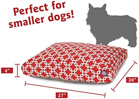 Majestic Pet Rectangular Dog Bed, Small, 27x20x4 in, Washable, Red