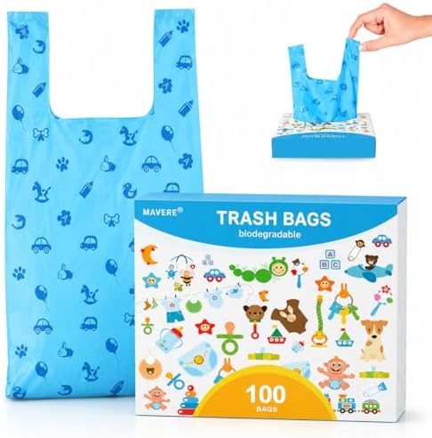 Odor Sealing Cat Litter Poop Clump Pick-Up Bags with Handles Scoop Tie Bags Dog Waste Bag, Leak Proof Pet Disposal, Unscented, 100 bags