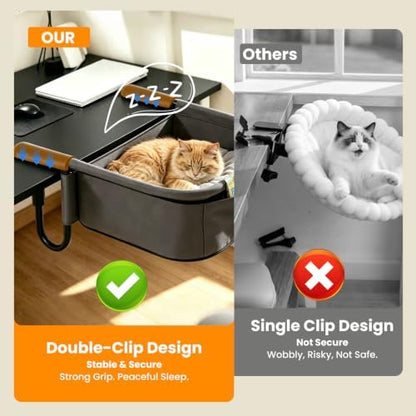 X-Large Cat Desk Bed for Large Cats Up to 50lbs, Heavy Duty Desk Attachment