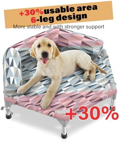 Elevated Dog Bed with Bolster, Raised Cooling Orthopedic Dogs Cot Small