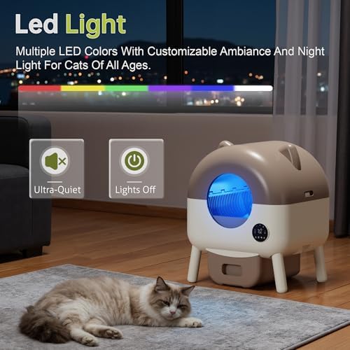 Greesum Fully Enclosed Self-Cleaning Cat Litter Box, 76L Large Capacity