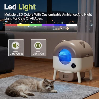 Greesum Fully Enclosed Self-Cleaning Cat Litter Box, 76L Large Capacity