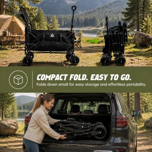 Foldable Dog Wagon for Medium & Large Dogs with Drop-Down Tailgate