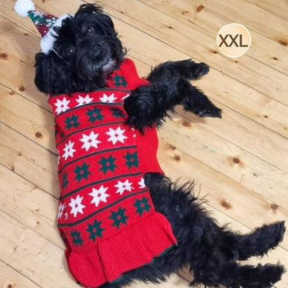 KYEESE Dog Christmas Sweater Dress for Medium Large Dogs with Snowflake