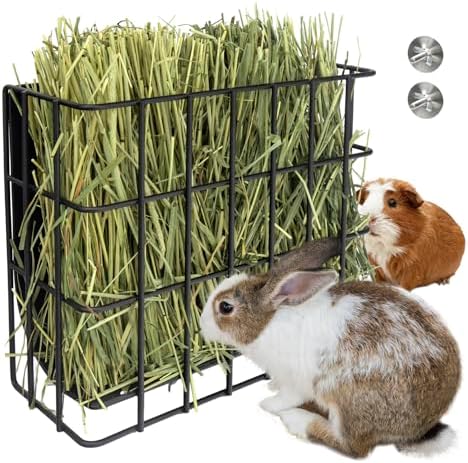 BESNEW Large Rabbit Hay Feeder,Upgraded Metal Guinea Pig Hay Feeder Hay-Leak Proof Bottom,Easy to Install,Bunny Supplies for Rabbit Guinea Pig Chinchilla Small Animals