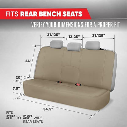 Motor Trend SpillGuard Waterproof Rear Bench Car Seat Cover, Black Stitching – Split Bench Rear Seat Protector with Neoprene Padding, Back Seat Cover for Kids & Dogs, Car Interior Covers