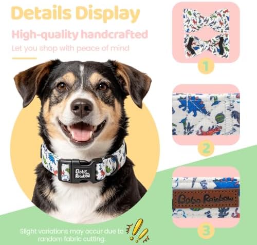 Summer Dinosaur Print Dog Collar with Bow for Large Dogs