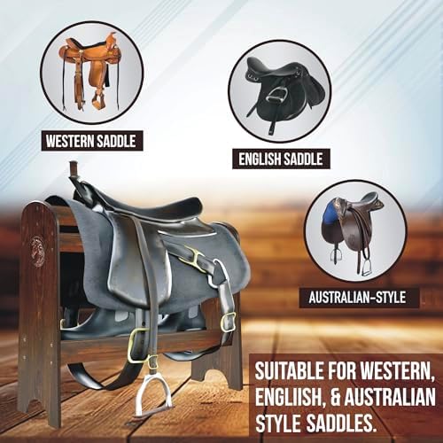 HOTCAN Pine Wood Saddle Rack | Ideal Saddle Stand for Horse Gear and Horse Tack Organizers | Suitable for Displaying Trophy Tack at Home | Compatible with English, Australian, Western Saddles (Walnut)