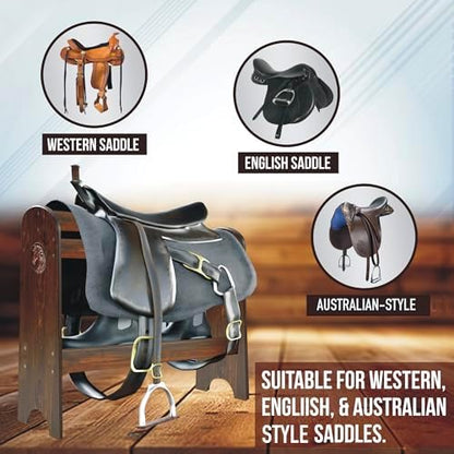 HOTCAN Pine Wood Saddle Rack | Ideal Saddle Stand for Horse Gear and Horse Tack Organizers | Suitable for Displaying Trophy Tack at Home | Compatible with English, Australian, Western Saddles (Walnut)