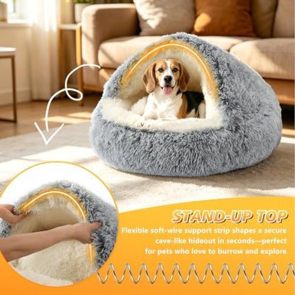 NOYAL Hooded Donut Bed, Calming Cave for Cats & Small Dogs