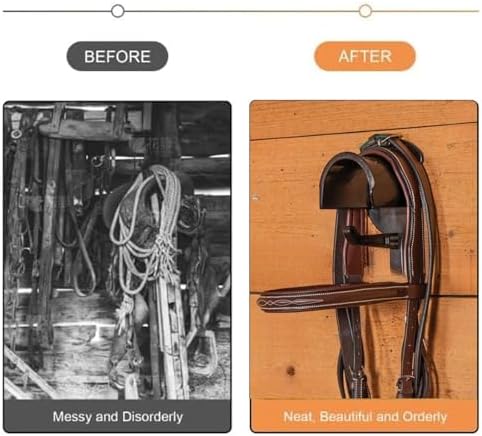 Horse Bridle Racks 16 Counts Metal Hanger Black Bridle Hooks