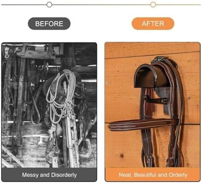 Horse Bridle Racks 16 Counts Metal Hanger Black Bridle Hooks