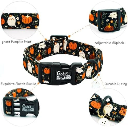 Halloween Fall Pumpkin Ghost Print Dog Collar for Small Dogs