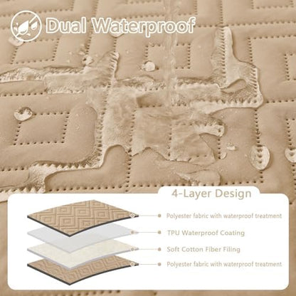 hyha Waterproof Reversible Dog Blanket, Pet Blanket for Sofa Couch