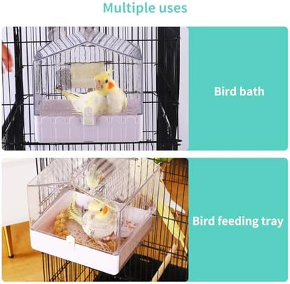 Colorday Hanging Bird Bath for Cage, Pet Parrot Bath, 6.7X6.7X7.74 inch